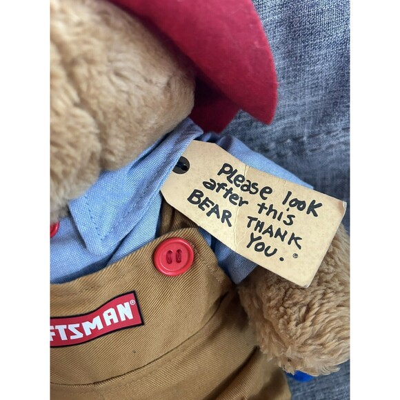 Paddington Bear Craftsman Series 15 Inch Plush Work Shirt Overalls Hammer 1995 - Picture 3 of 7